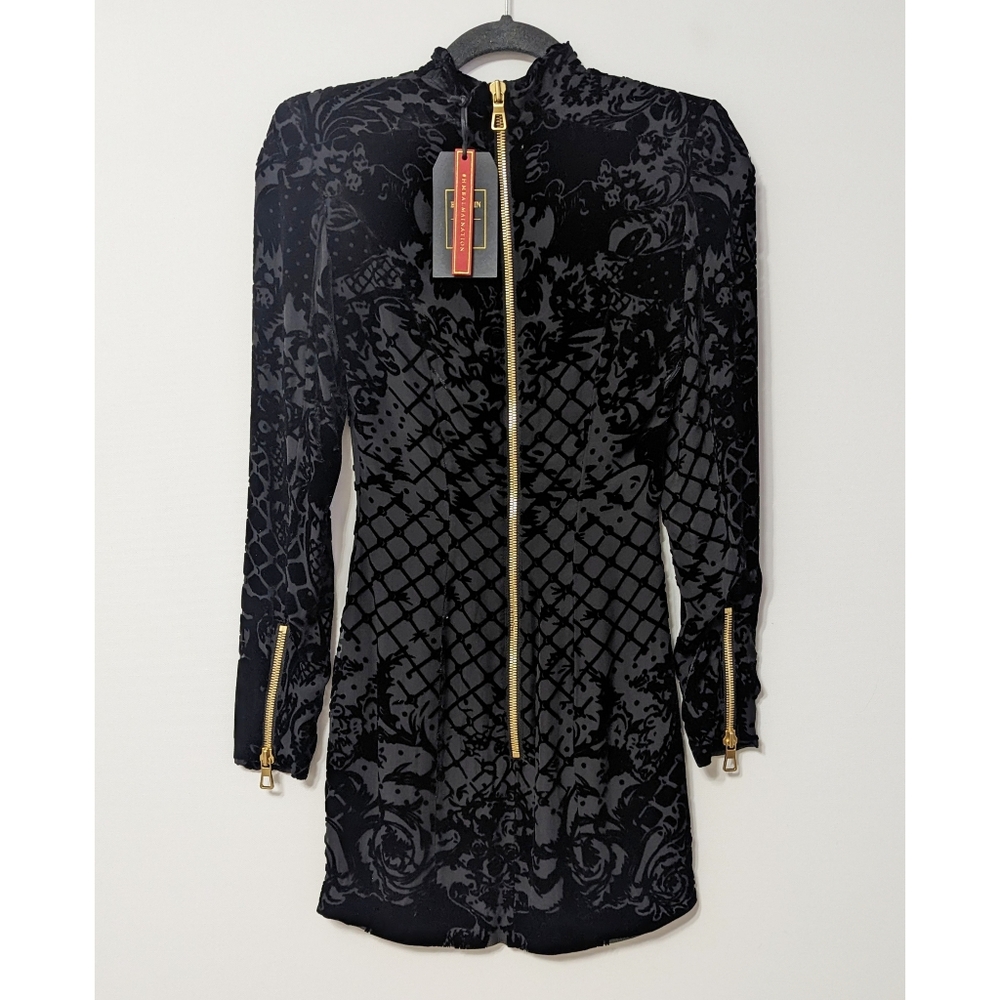 BALMAIN X H&M Limited Edition Runway Silk Velvet Black Mini Dress Size 2